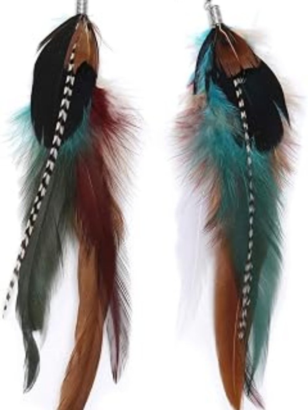 Natural pheasant feather earrings js000058
